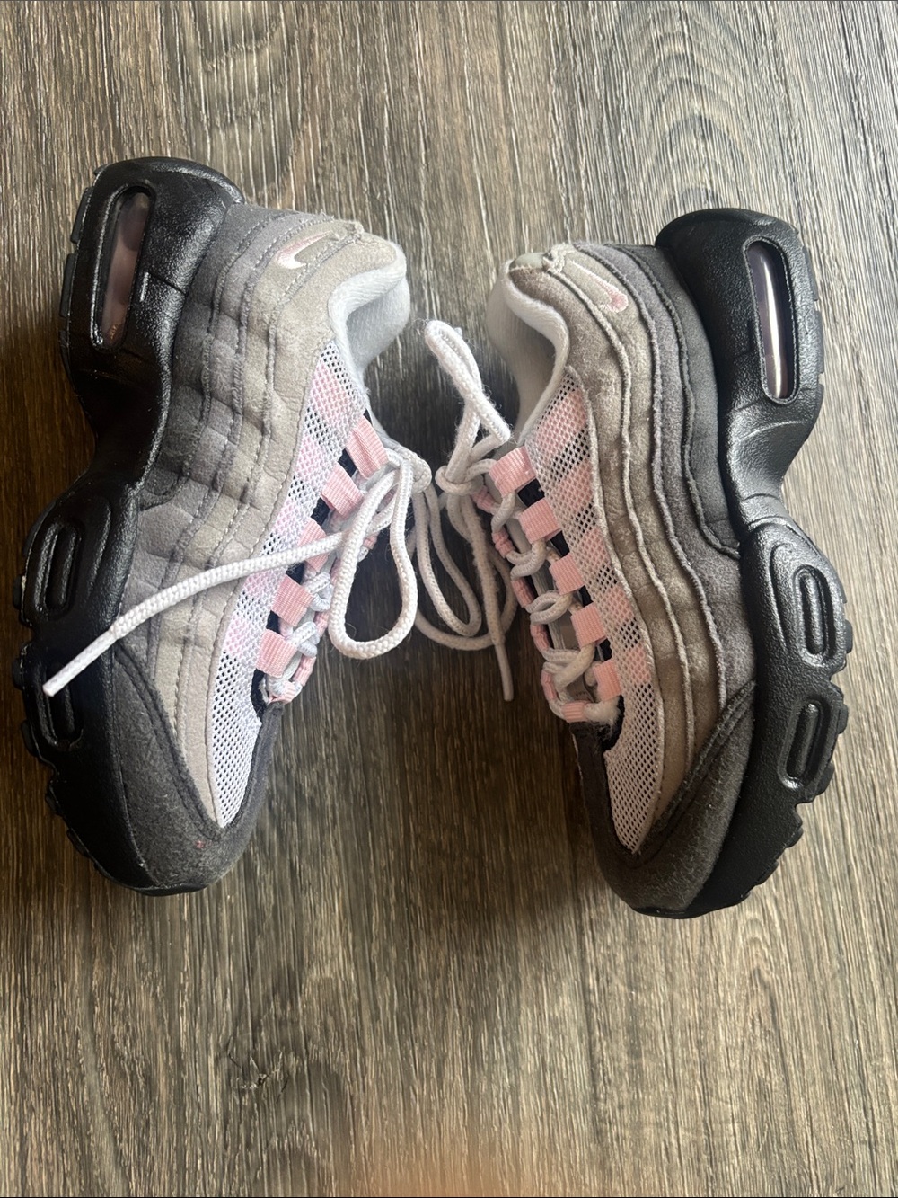 Gray and Pink Platform Sneakers